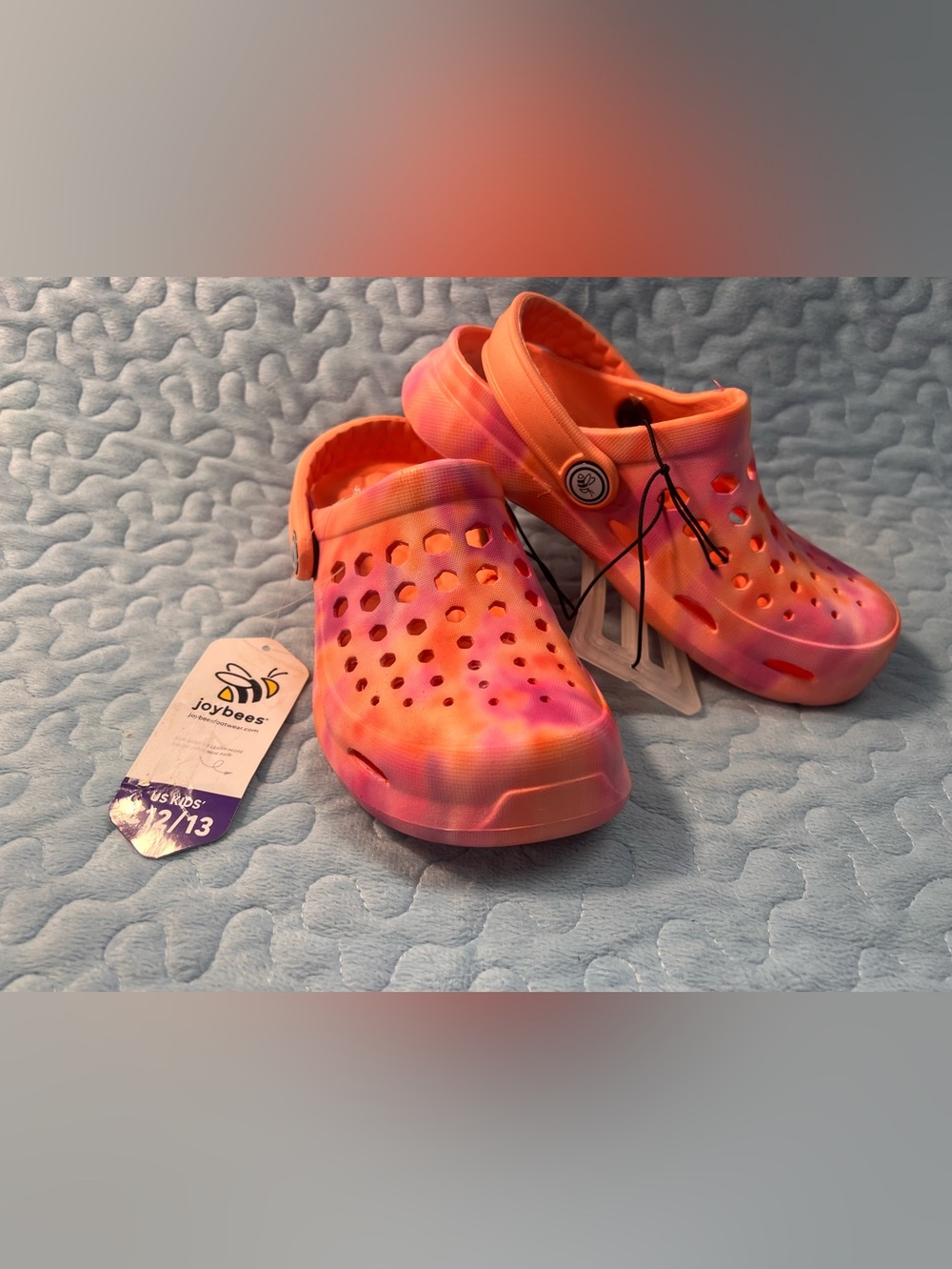 Joybees Kids Tie-Dye Pink & Orange Slip-On Sandals